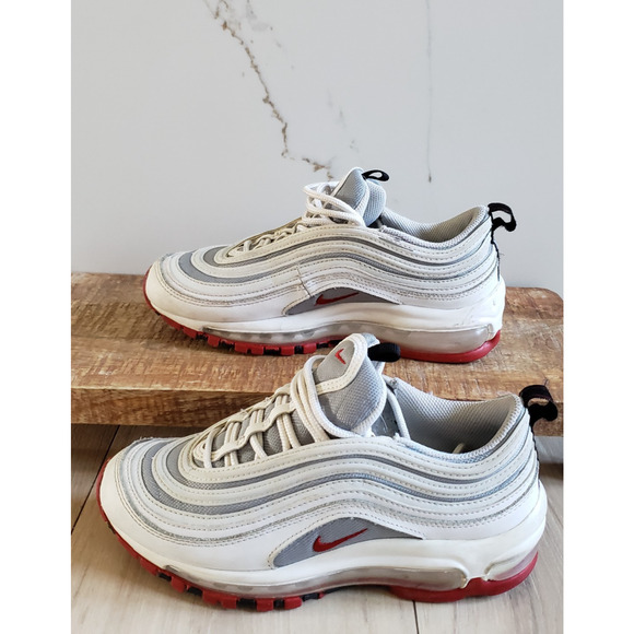 Nike Air Max 97 GS Youth 4Y White Red 921522 111 White Bullet Sneakers